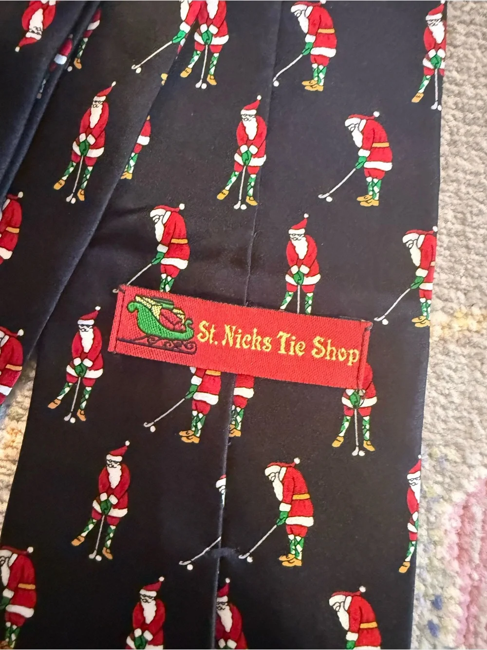 St Nick’s Tie‎ Shop Golfing Santa Christmas Black Red Holiday Golf Necktie